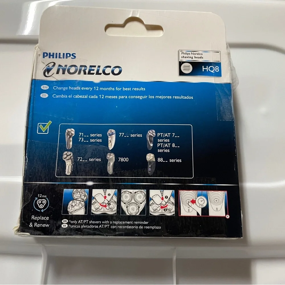 NEW IN BOX Philips Norelco HQ8 DualPrecision‎ Heads - Blue and White